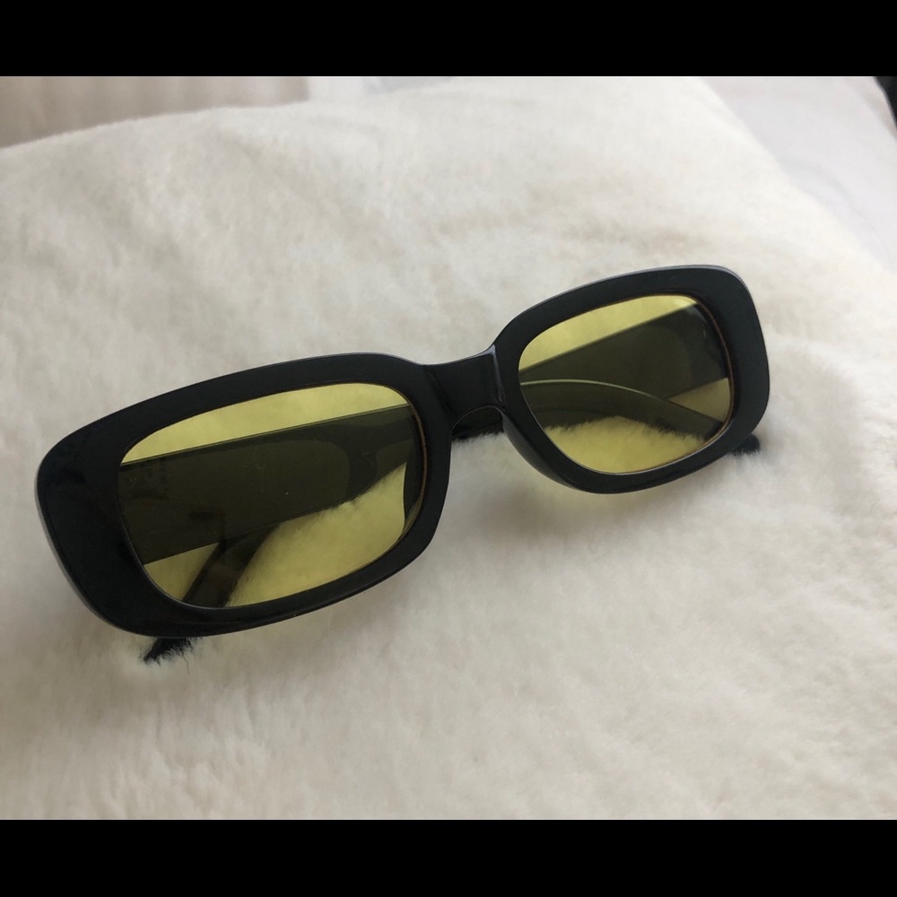 Black rectangle sunglasses with light shades